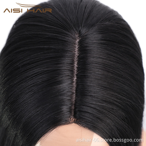 Aisi Hair 26 inch Natural Black Wig Long Silky Straight Lace Frontal Wig Middle Part Synthetic Front Lace Hair Wigs For Women